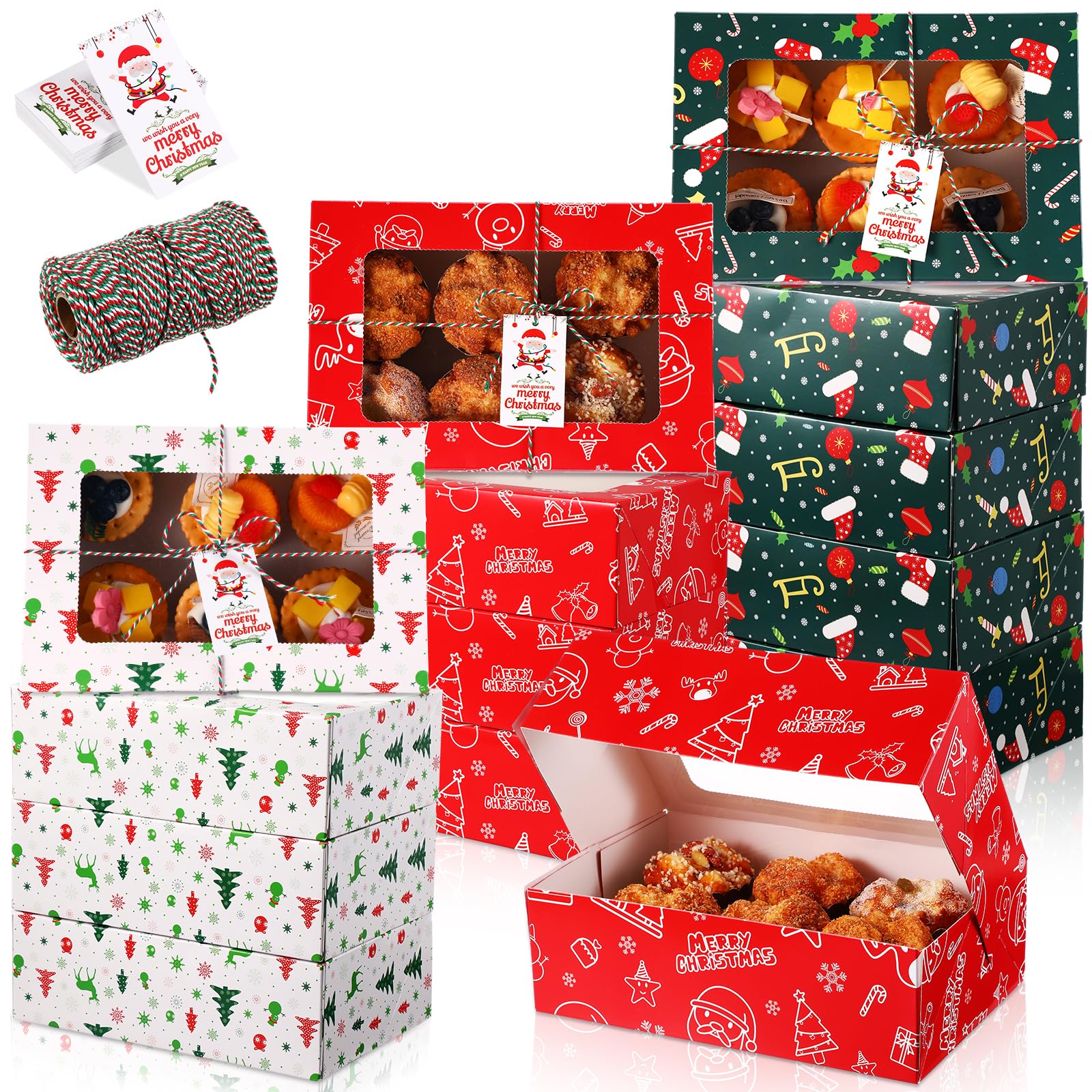 Amazon.com: Fulmoon 36 Pcs Christmas Cookie Boxes with Window Xmas